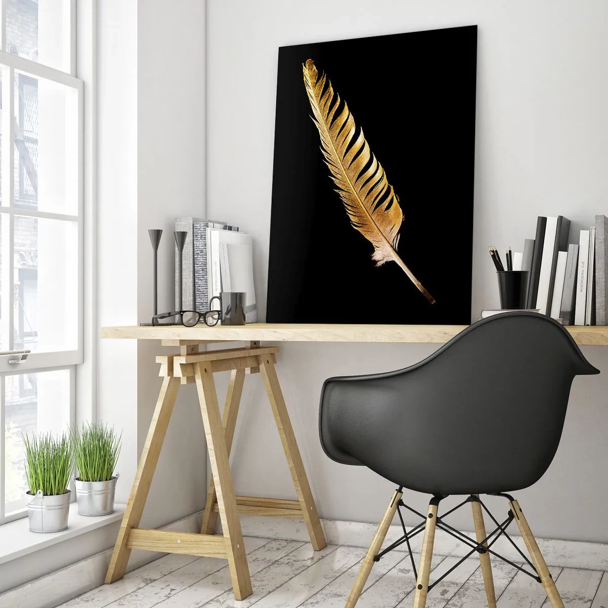 Obraz na skle - Krásne pierko… - 50x70 cm