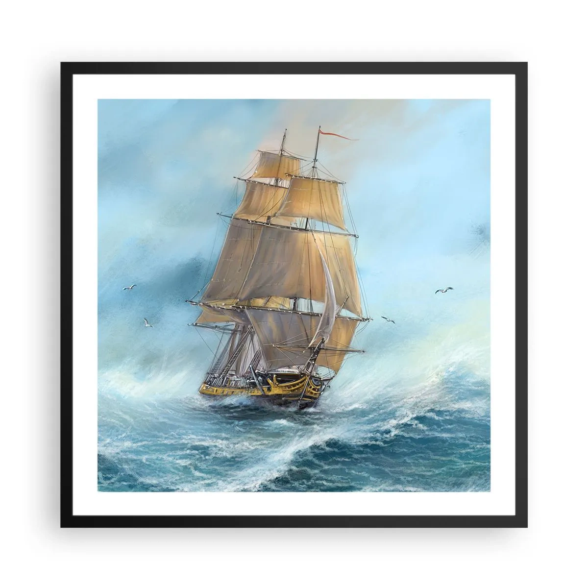Plagát v čiernom ráme - Bežiaci po vlnách - 60x60 cm