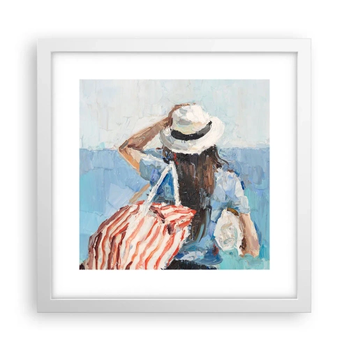 Plagát v bielom ráme - Vitaj na dovolenke - 30x30 cm