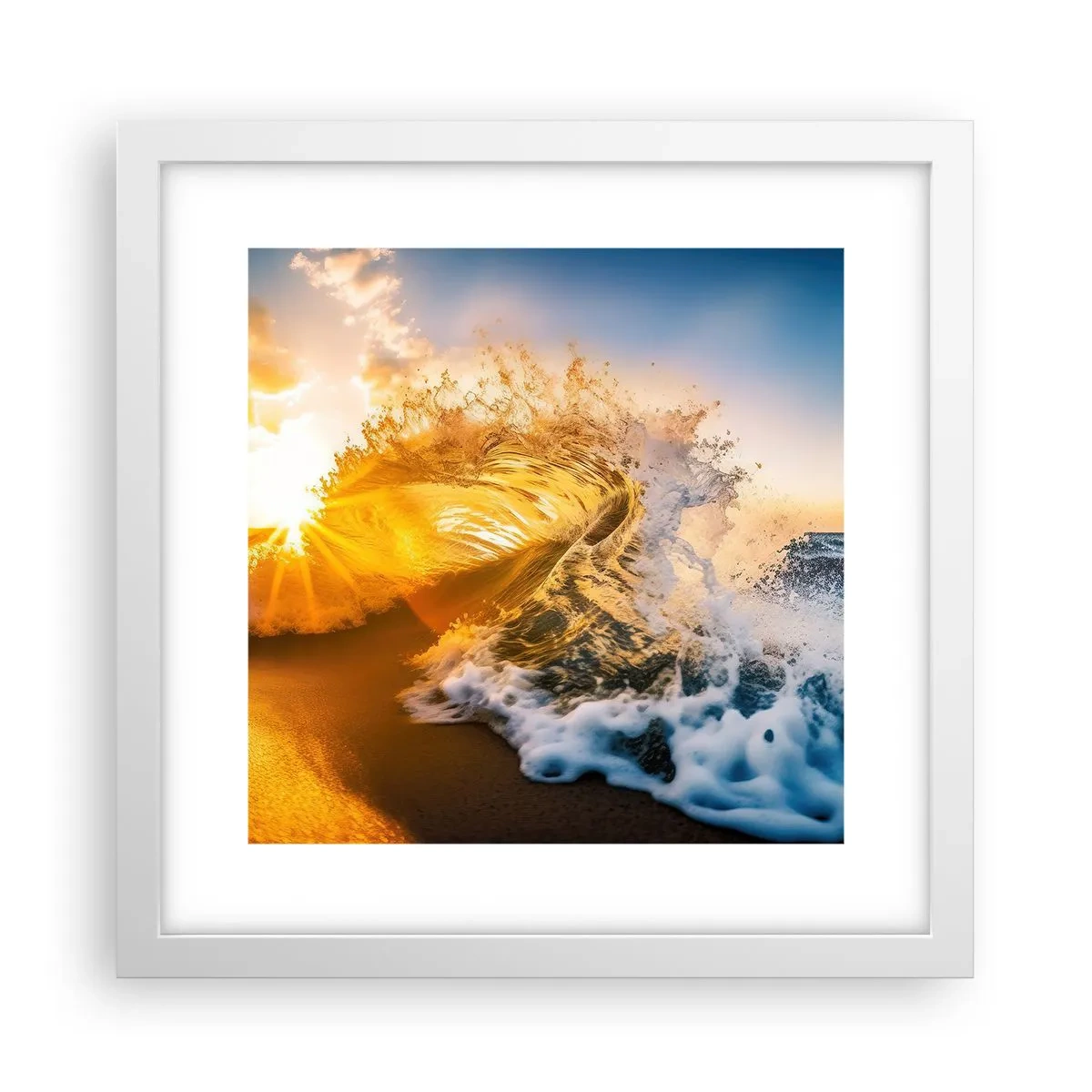 Plagát v bielom ráme - Hra v piesku - 30x30 cm