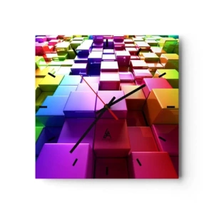 Nástenné hodiny - Op-artové spoločne v tíme - 40x40 cm