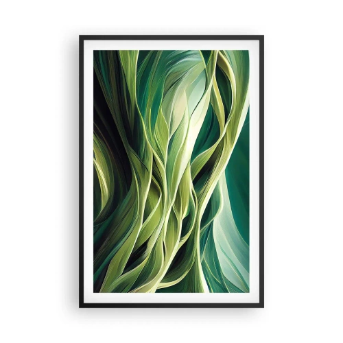 Plagát v čiernom ráme - Abstraktná hra na zelenú - 61x91 cm