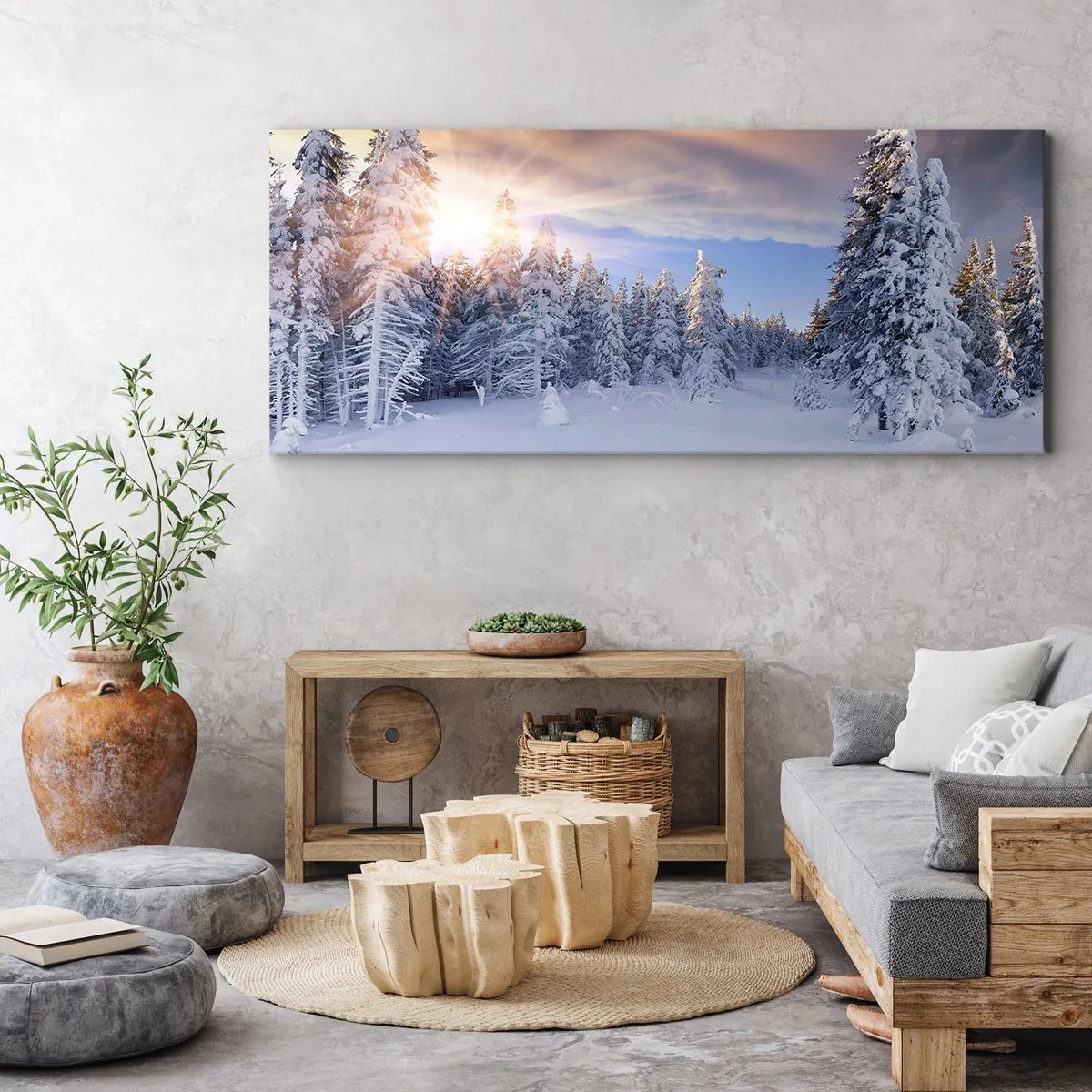 Obraz na plátne - Snežné predstavenie prírody - 140x50 cm