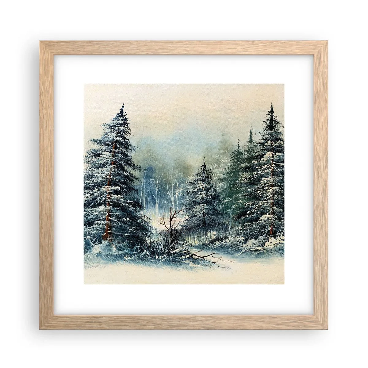 Plagát v ráme zo svetlého duba - Pripravenie na Vianoce - 30x30 cm