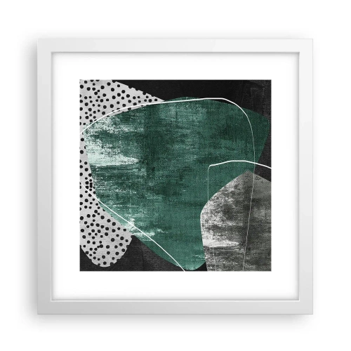 Plagát v bielom ráme - Farebná abstrakcia so zlatou vločkou - 30x30 cm