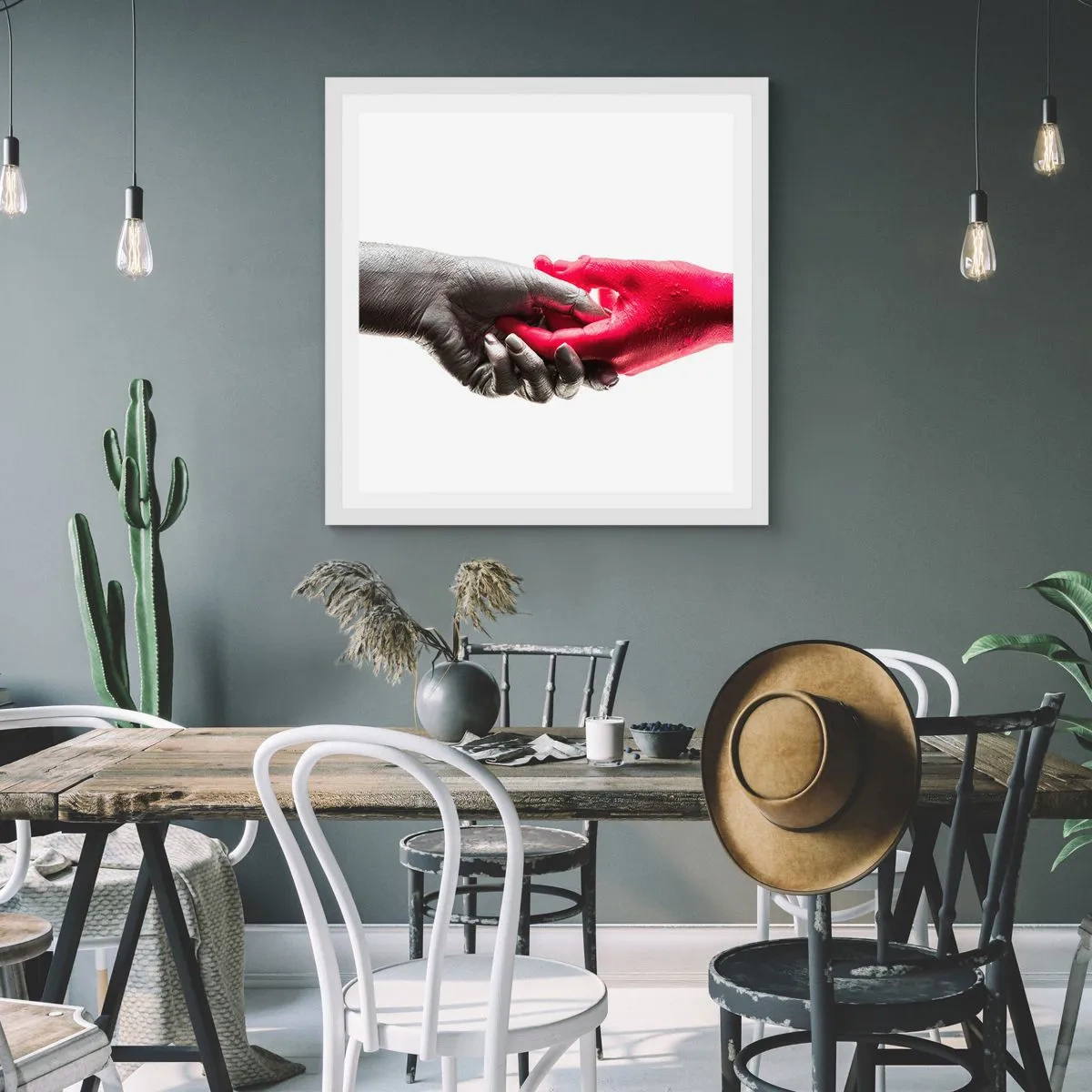 Plagát v bielom ráme - Spolu aj keď sme odlišní - 60x60 cm