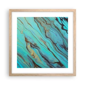 Plagát v ráme zo svetlého duba - Tyrkysový príliv - 40x40 cm