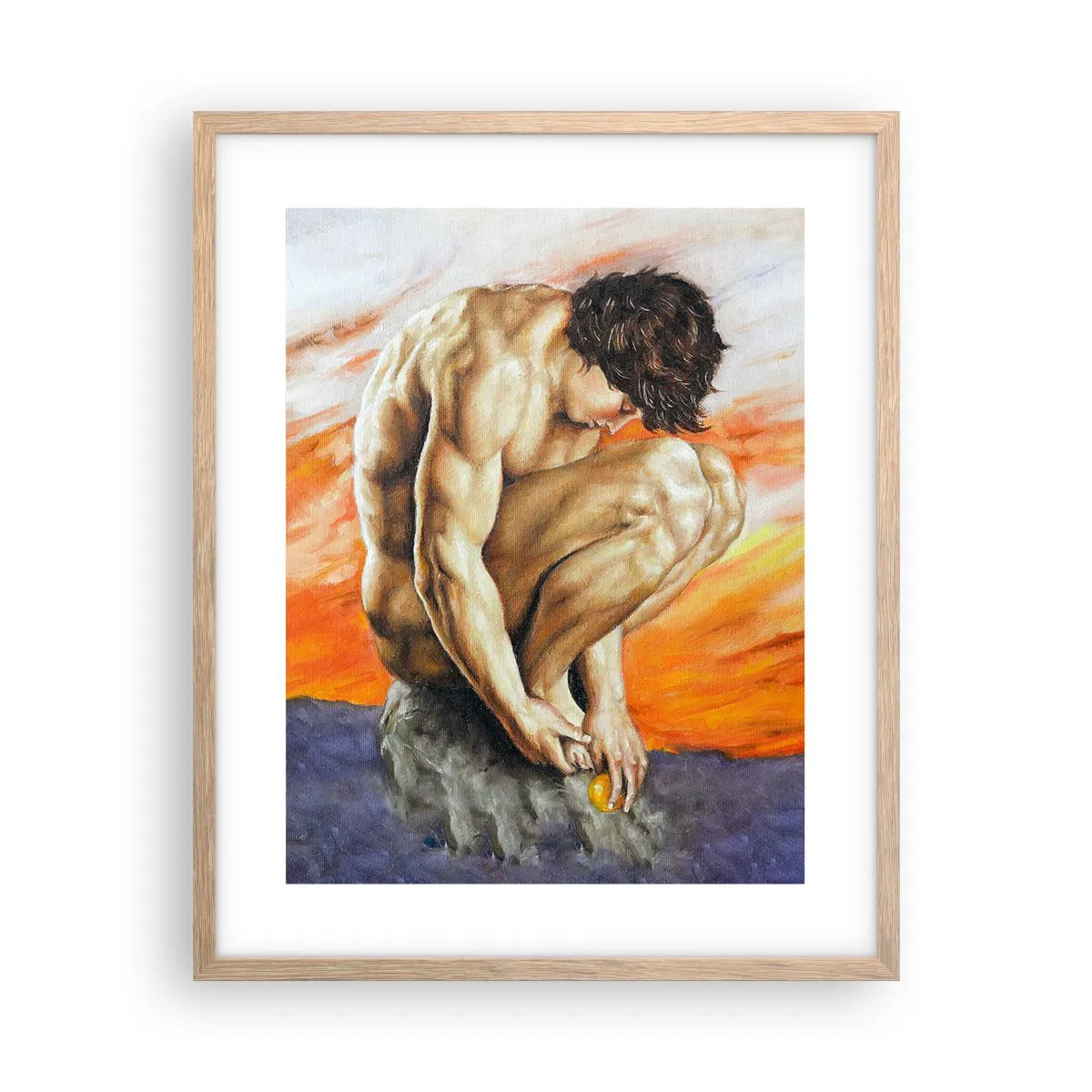 Plagát v ráme zo svetlého duba - Ponorený do seba - 40x50 cm