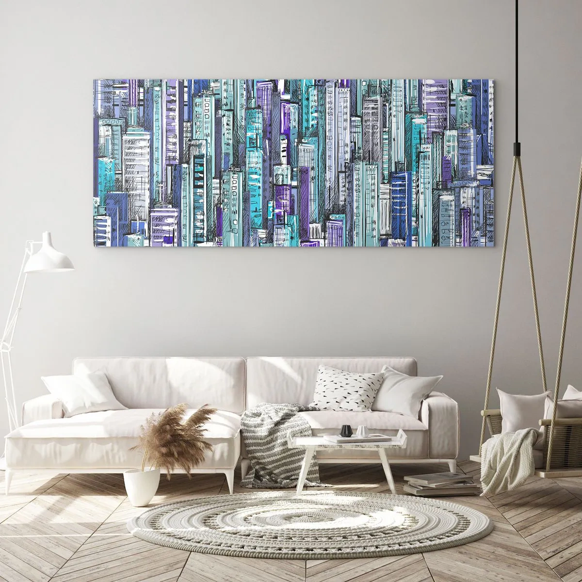 Obraz na skle - Zmodralé od neba  - 100x40 cm