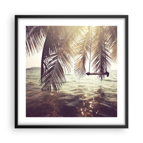 Plagát v čiernom ráme - Hojdať sa ľubovoľne v oblakoch - 50x50 cm