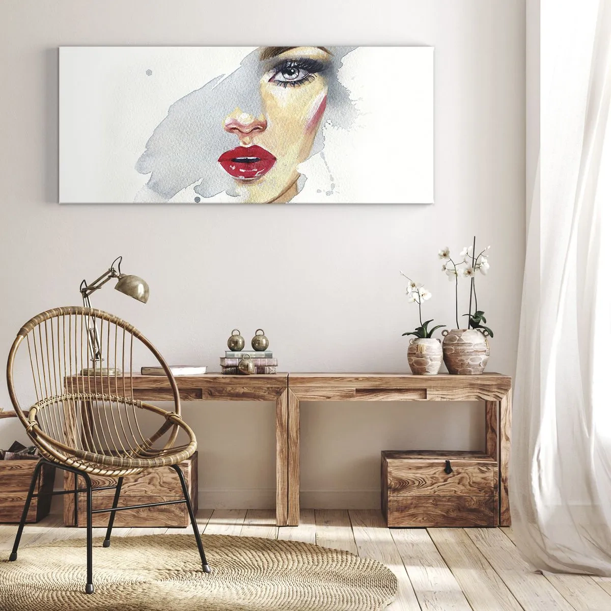 Obraz na plátne - Odraz v kvapke vody - 100x40 cm