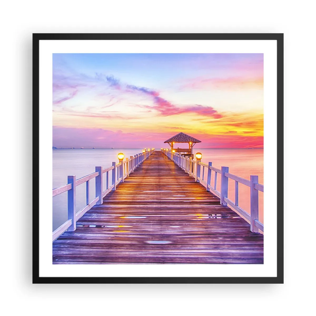 Plagát v čiernom ráme - Ľaliovo-zlaté ticho večera - 60x60 cm