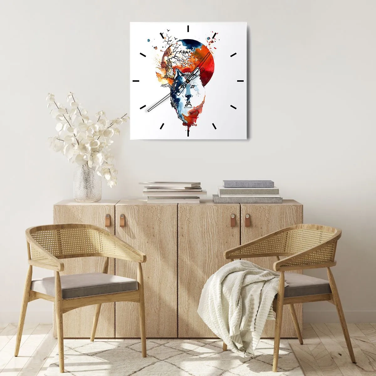 Nástenné hodiny - Nosom na skle - 30x30 cm