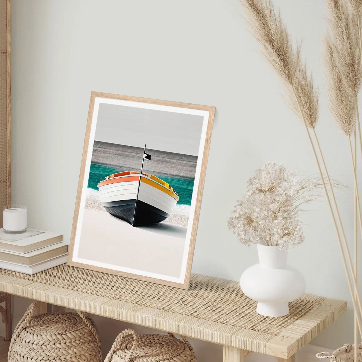Plagát v ráme zo svetlého duba - Na správnom mieste - 50x70 cm