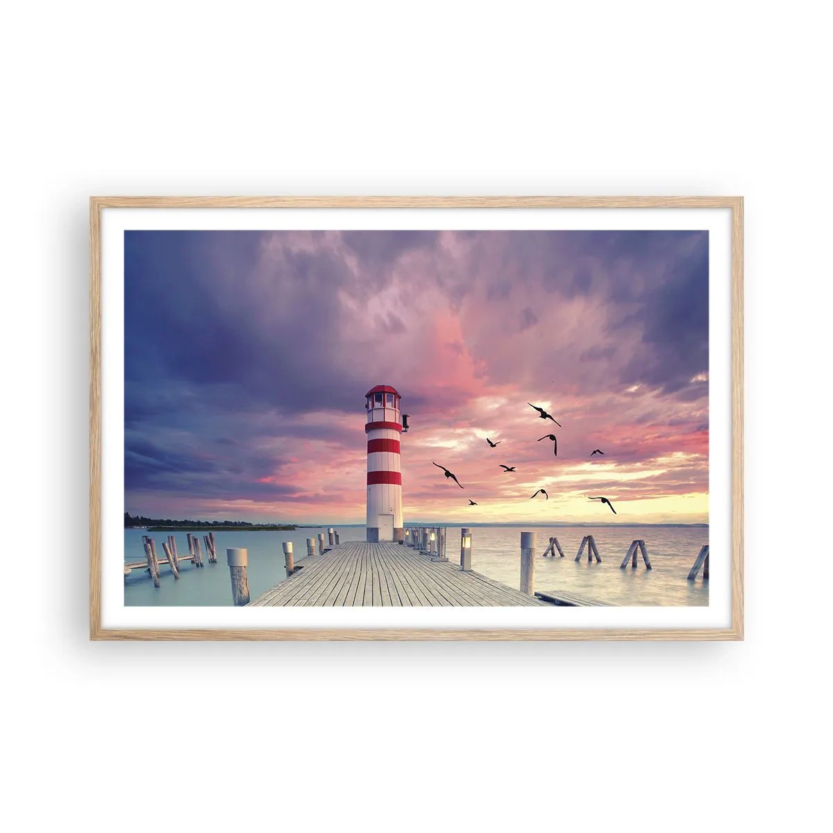 Plagát v ráme zo svetlého duba - Čas ísť do prístavu - 91x61 cm