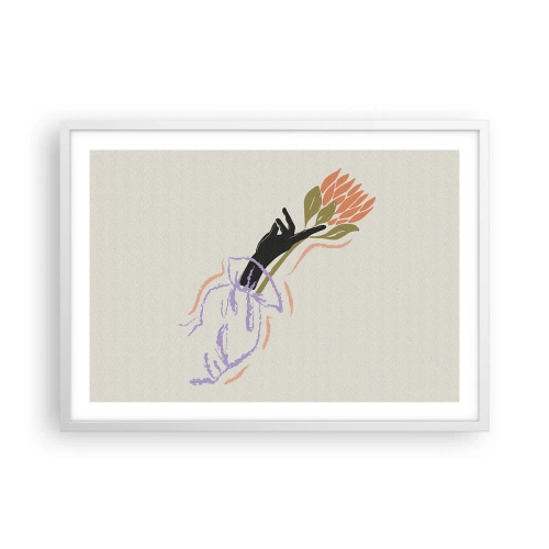 Plagát v bielom ráme - Sesterský dotyk - 70x50 cm