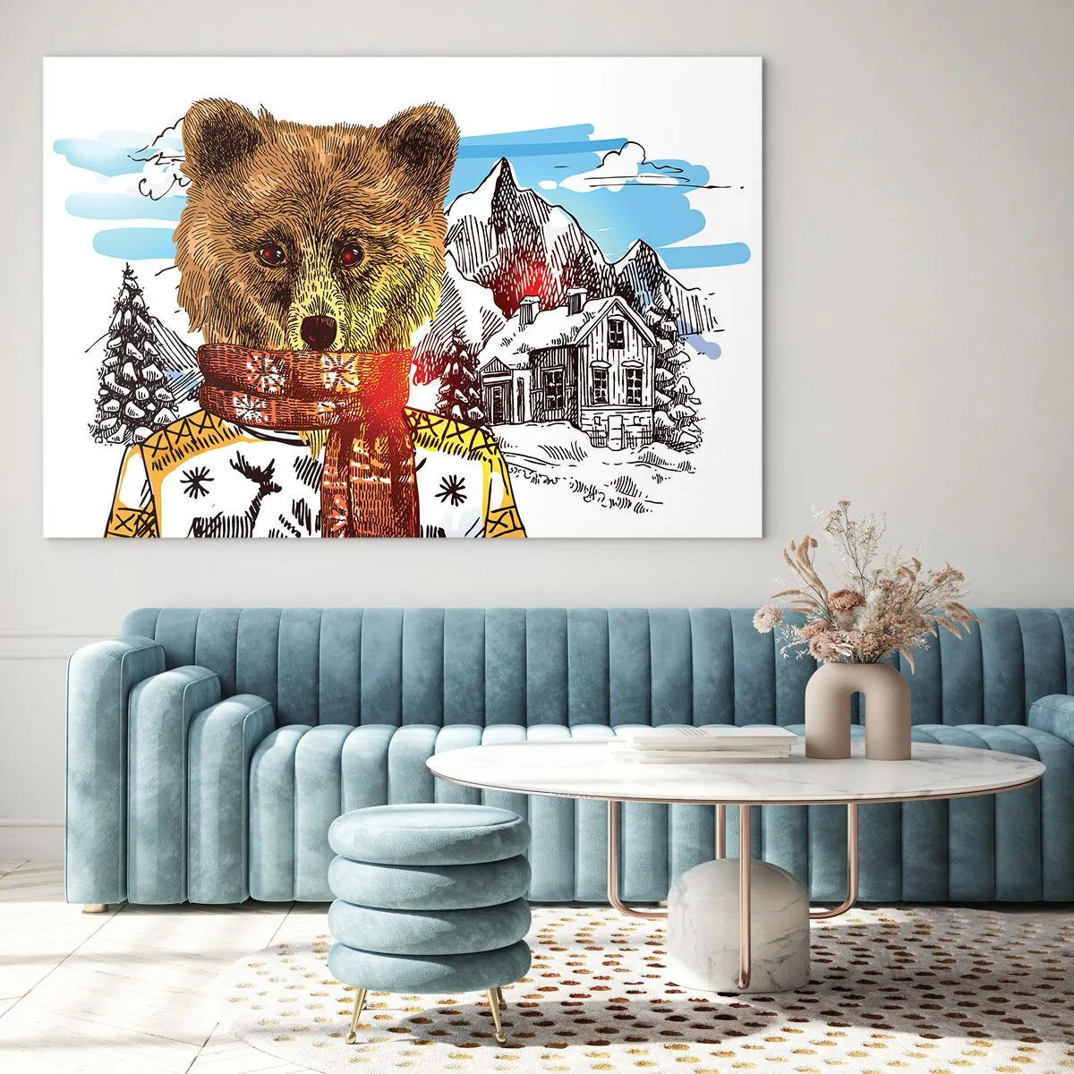 Obraz na skle - Chata medvedíka - 120x80 cm