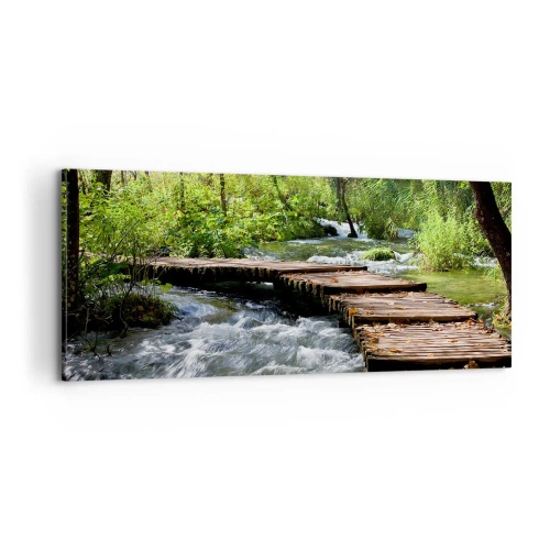 Obraz na plátne - Pri spenenom vodopáde - 100x40 cm
