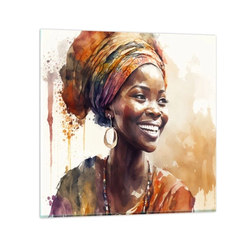 Obraz na skle - Africká kráľovná - 30x30 cm