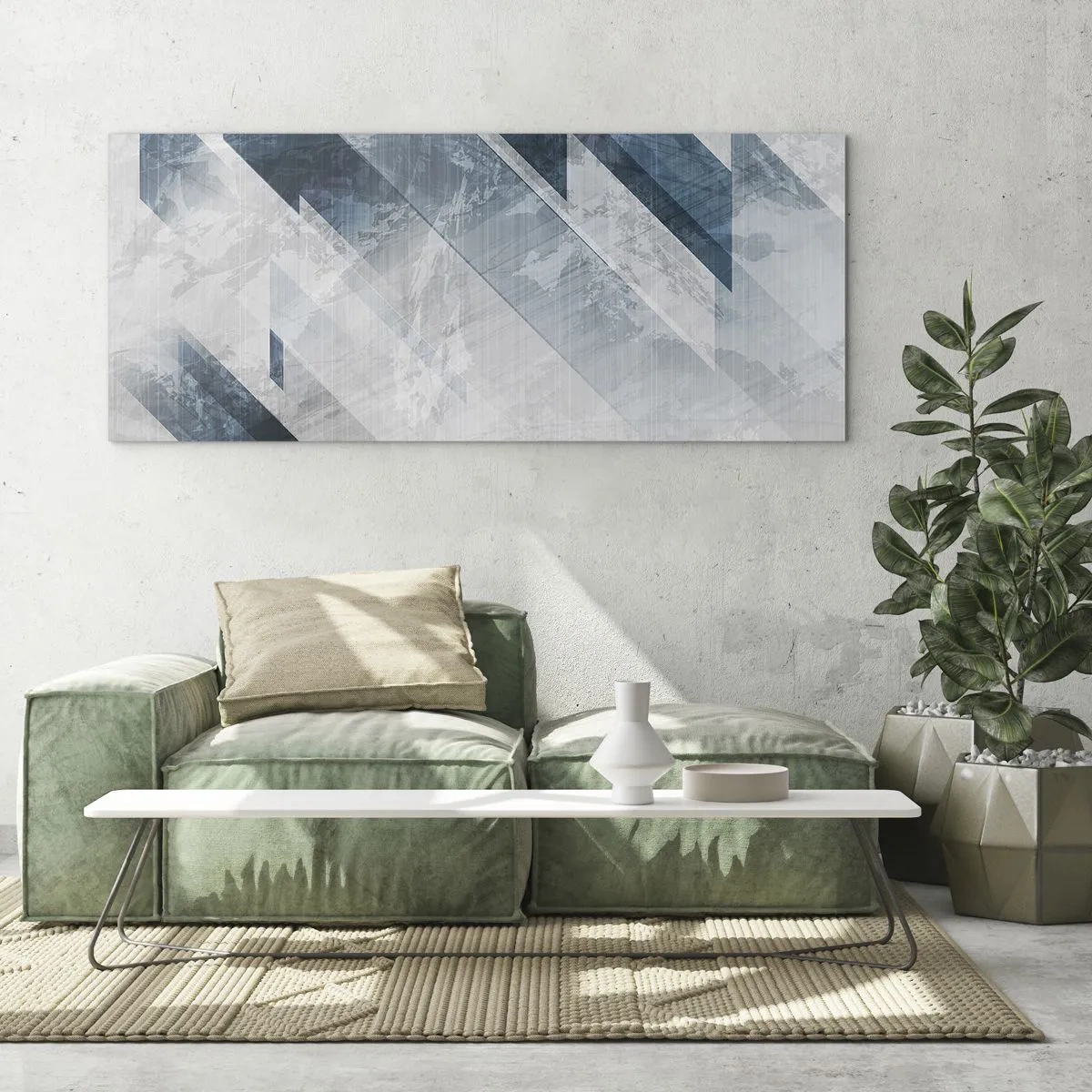 Obraz na skle - Priestorová kompozícia – pohyb šedej - 140x50 cm