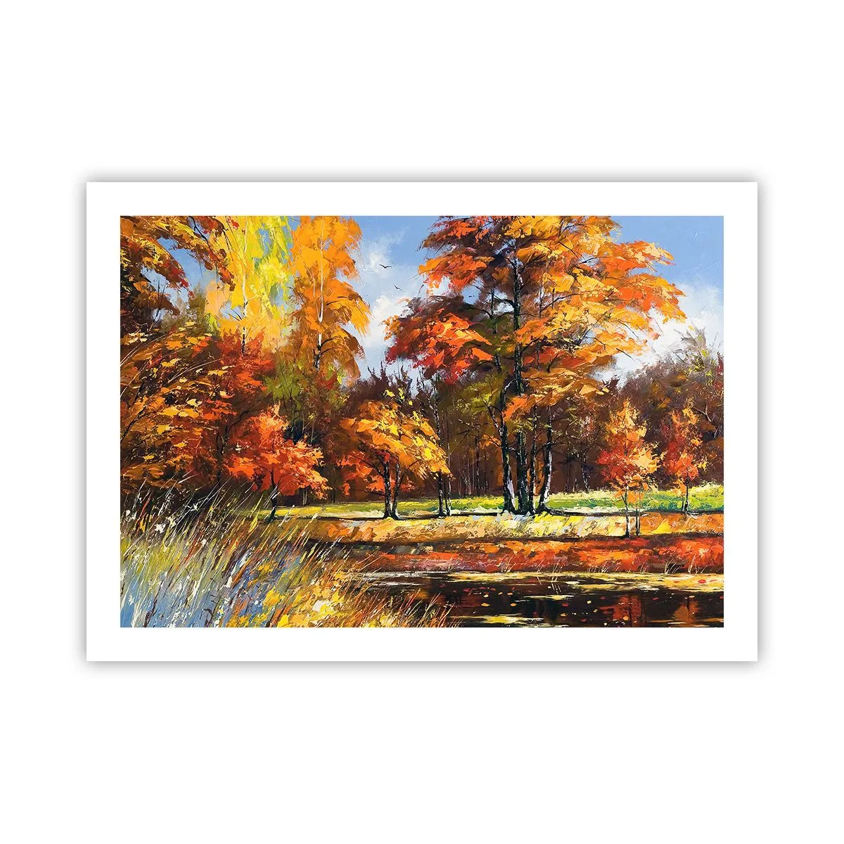 Plagát - Krajinka v zlatej a hnedej - 70x50 cm