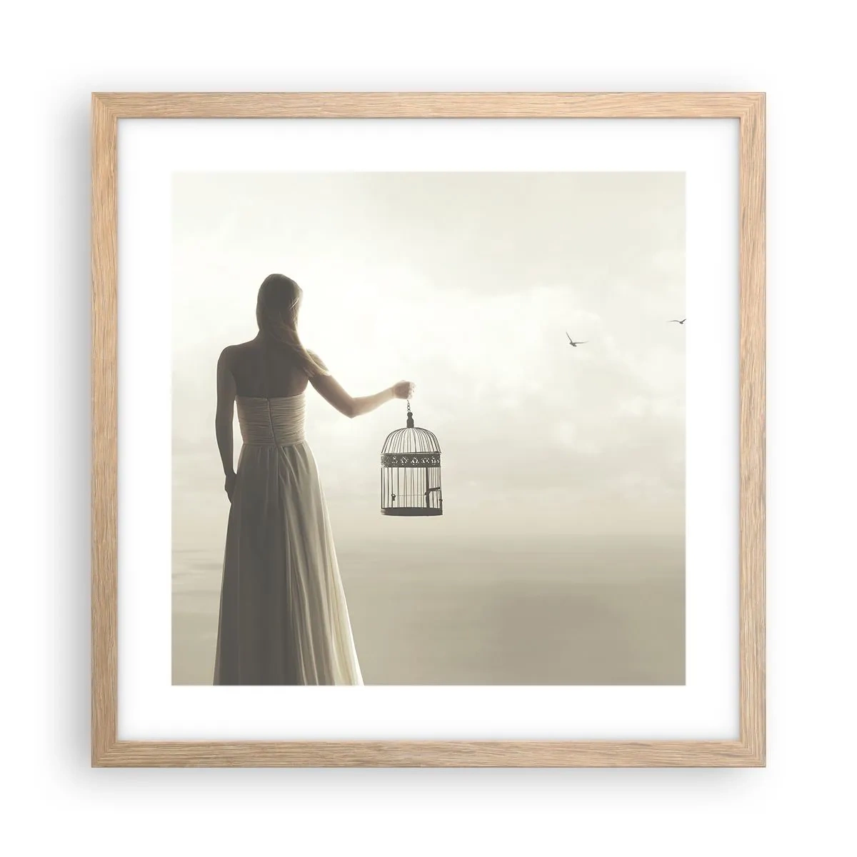 Plagát v ráme zo svetlého duba - Buď slobodná - 40x40 cm