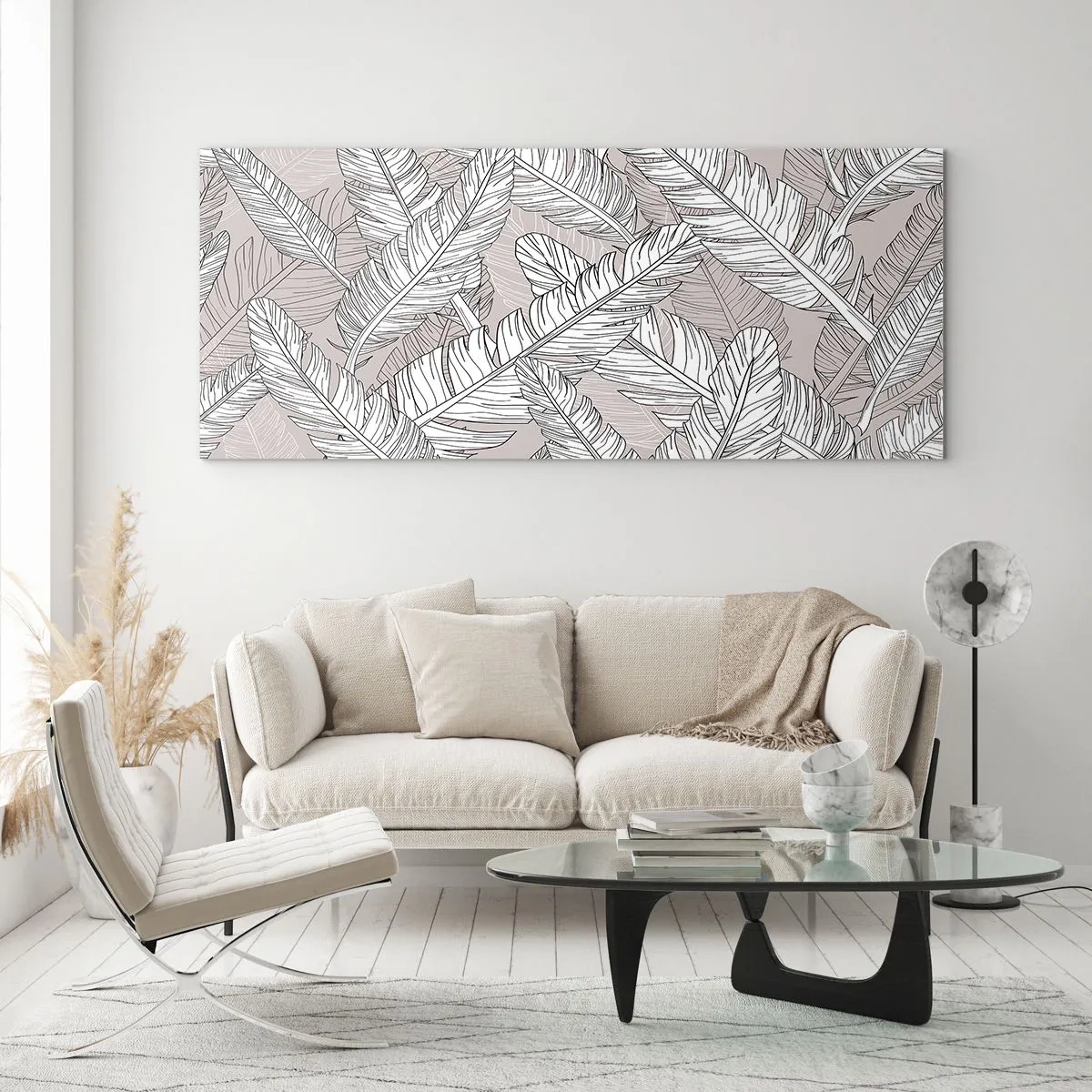 Obraz na skle - Vírenie peria - 160x50 cm