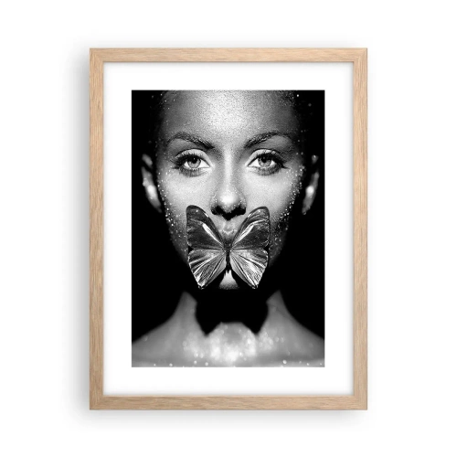 Plagát v ráme zo svetlého duba - Motýlí bozk - 30x40 cm