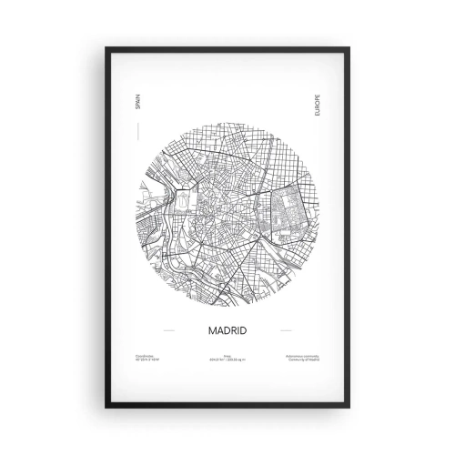 Plagát v čiernom ráme - Anatómia Madridu - 61x91 cm