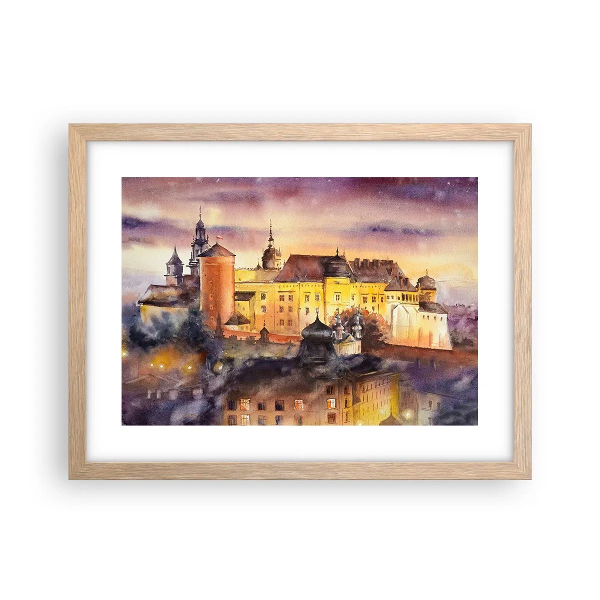 Plagát v ráme zo svetlého duba - Dejiny a rozprávka - 40x30 cm