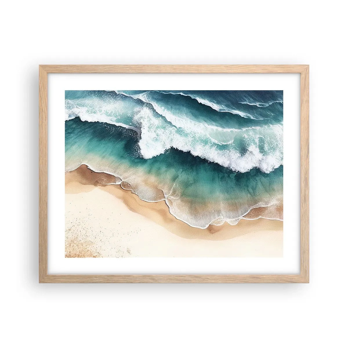 Plagát v ráme zo svetlého duba - Odveké stretnutie - 50x40 cm