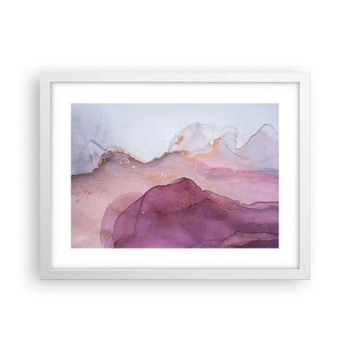 Plagát v bielom ráme - Fialové a ľalové vlny - 40x30 cm