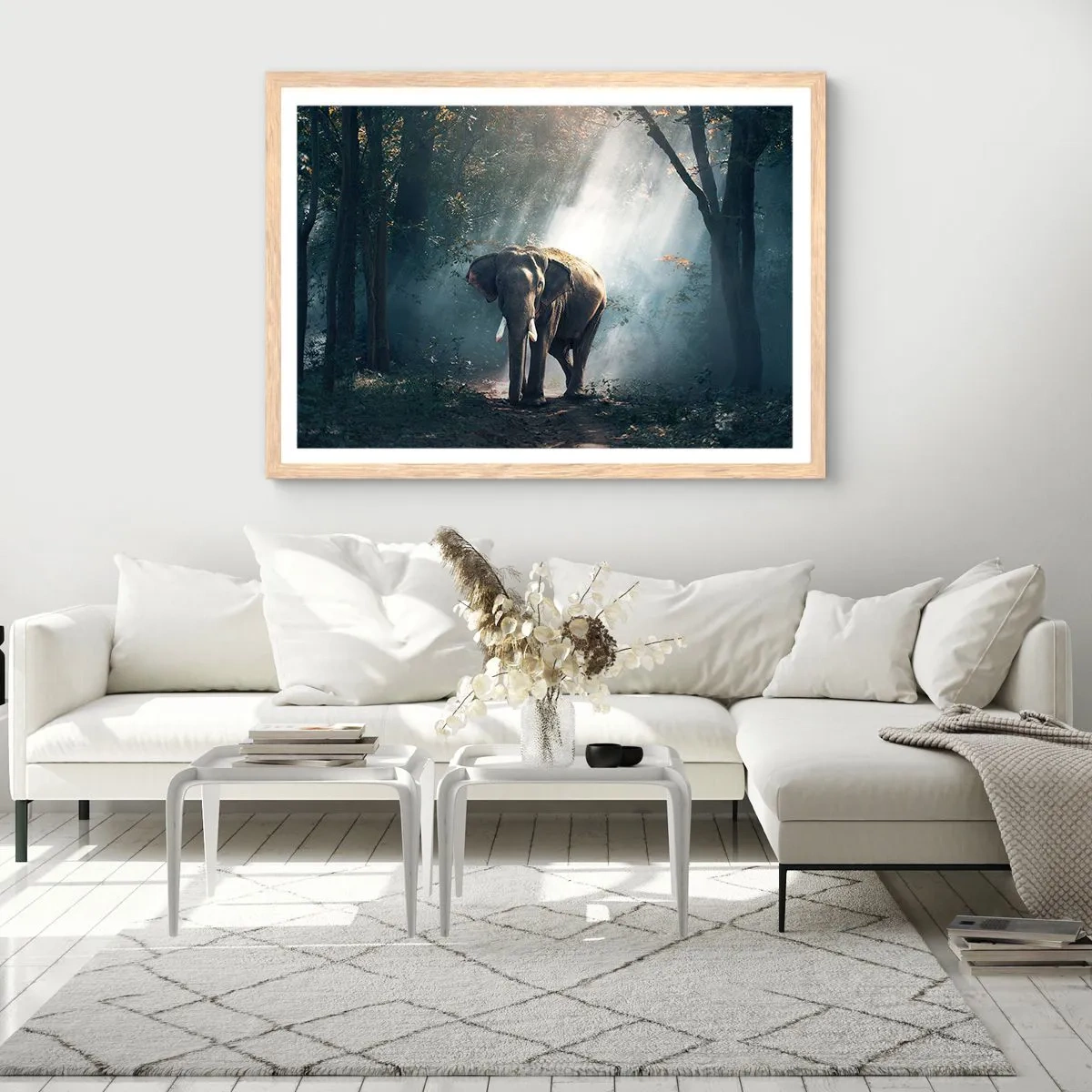 Plagát v ráme zo svetlého duba - Pokojná prechádzka - 50x40 cm