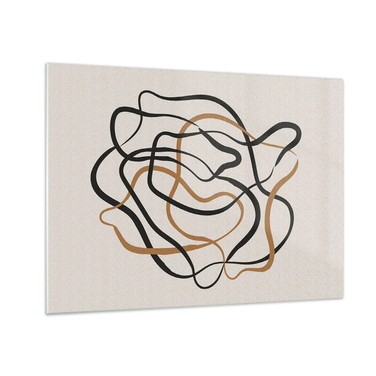 Obraz na skle - Abstraktná spleť čiar v čiernej a hnedej farbe. - 70x50cm - Všetko sa pokrútilo - Moderná nástenná dekorácia do obývacej izby a spálne ARTTOR