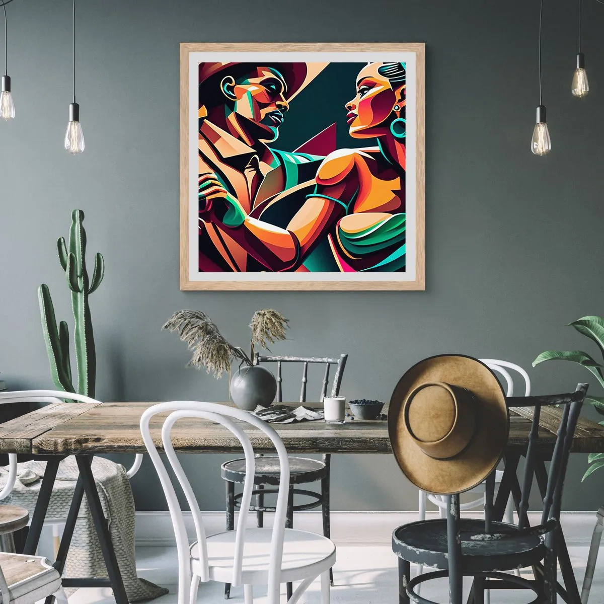 Plagát v ráme zo svetlého duba - V rytme srdca - 40x40 cm