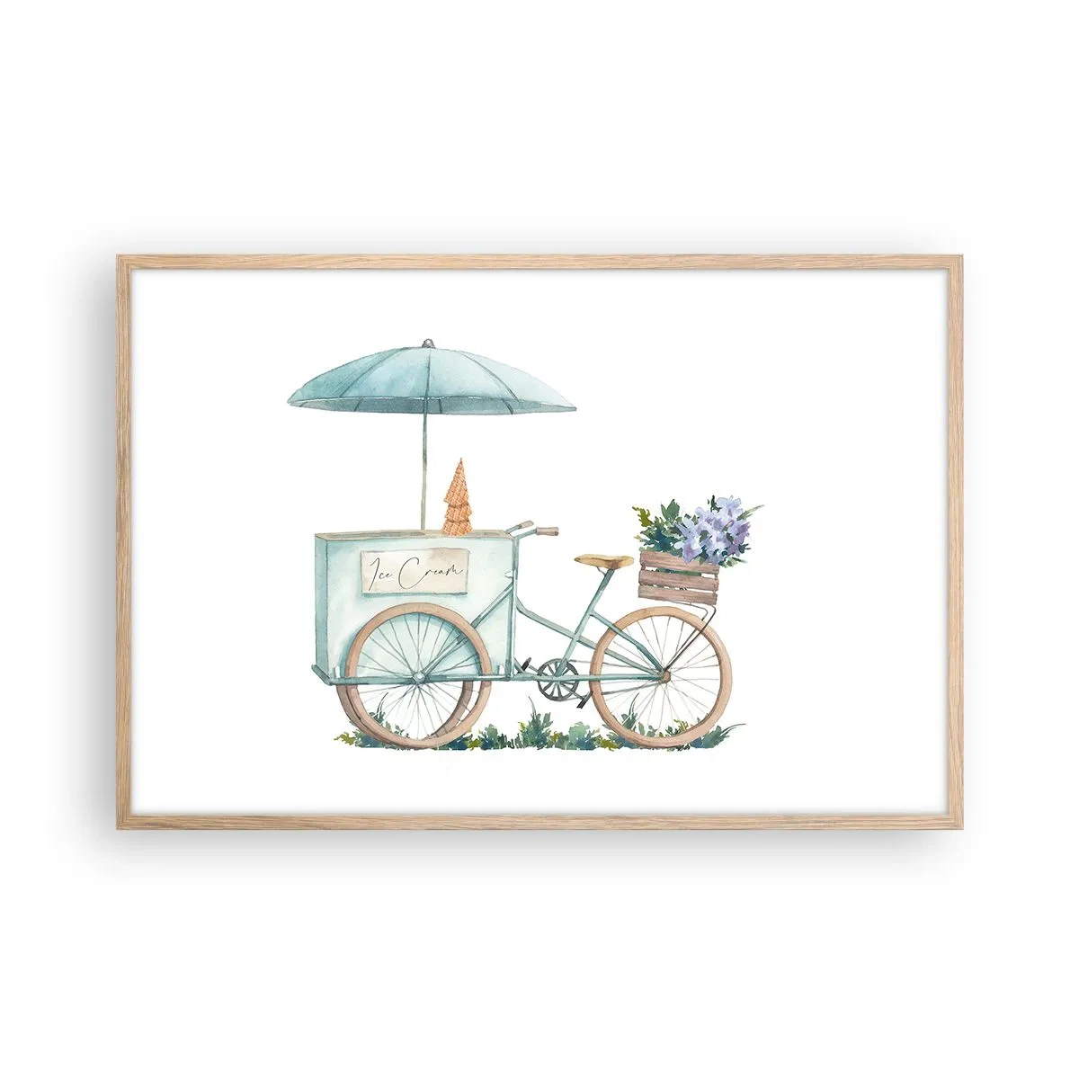 Plagát v ráme zo svetlého duba - Sladká spomienka na leto - 91x61 cm