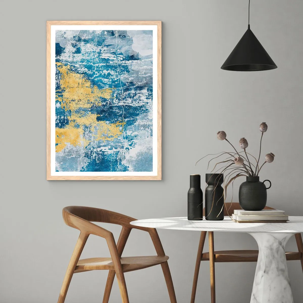 Plagát v ráme zo svetlého duba - Abstrakcia s dobrou náladou - 70x100 cm