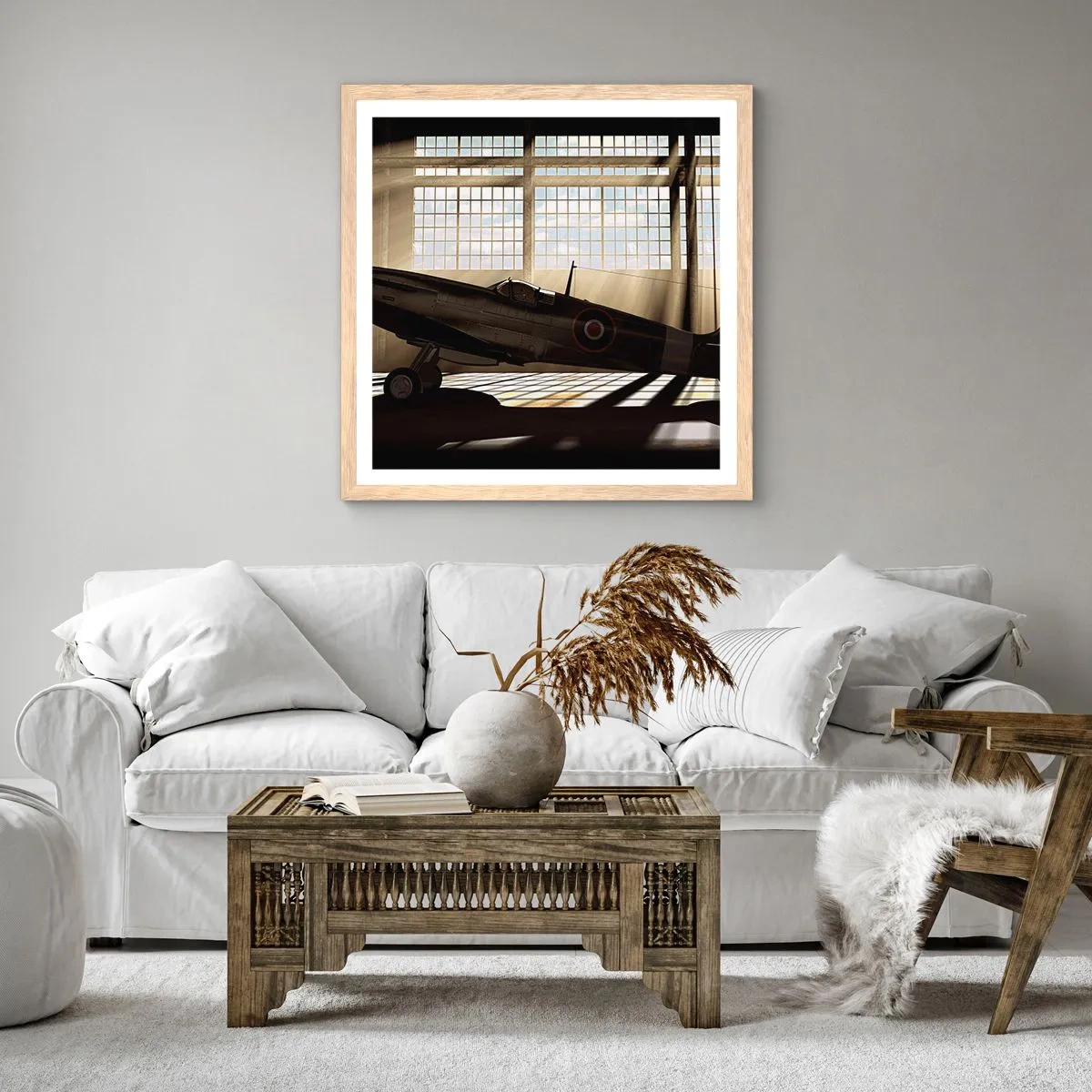 Plagát v ráme zo svetlého duba - Odpočinok bojovníka - 60x60 cm