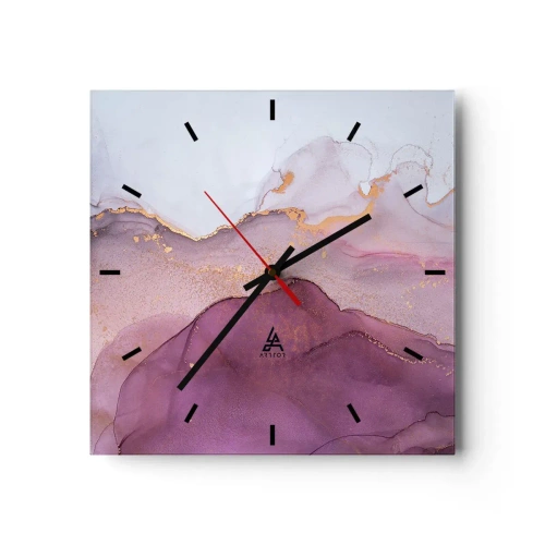 Nástenné hodiny - Fialové a ľalové vlny - 30x30 cm