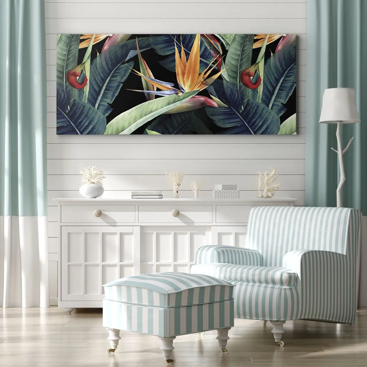 Obraz na plátne - Plamenné kvety trópov - 100x40 cm