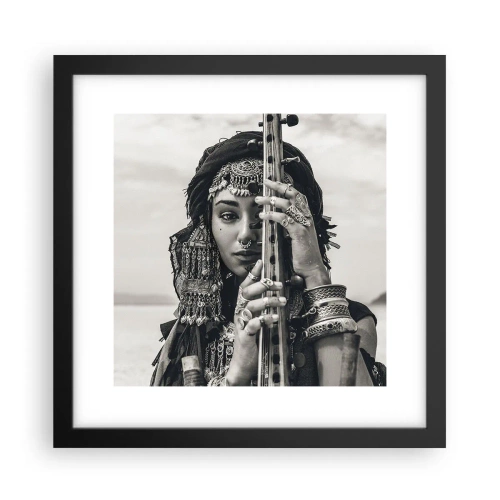 Plagát v čiernom ráme - Samotná hudba orientu - 30x30 cm