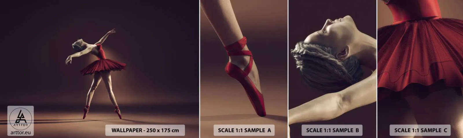 Vzorka samolepiacej fototapety Deluxe Sticker - Prima balerína - Balerína, Tancujte, balet - 100x30 cm