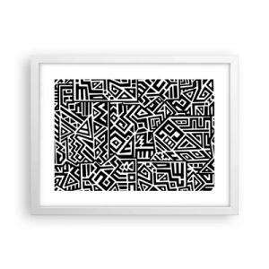 Plagát v bielom ráme - Predkolumbovská kompozícia - 40x30 cm