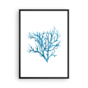 Plagát v čiernom ráme - Modrý koral v akvarelovom štýle na bielom pozadí - 50x70cm - Morský filigrán - Moderná nástenná dekorácia do obývacej izby a spálne ARTTOR