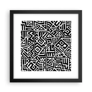 Plagát v čiernom ráme - Predkolumbovská kompozícia - 30x30 cm