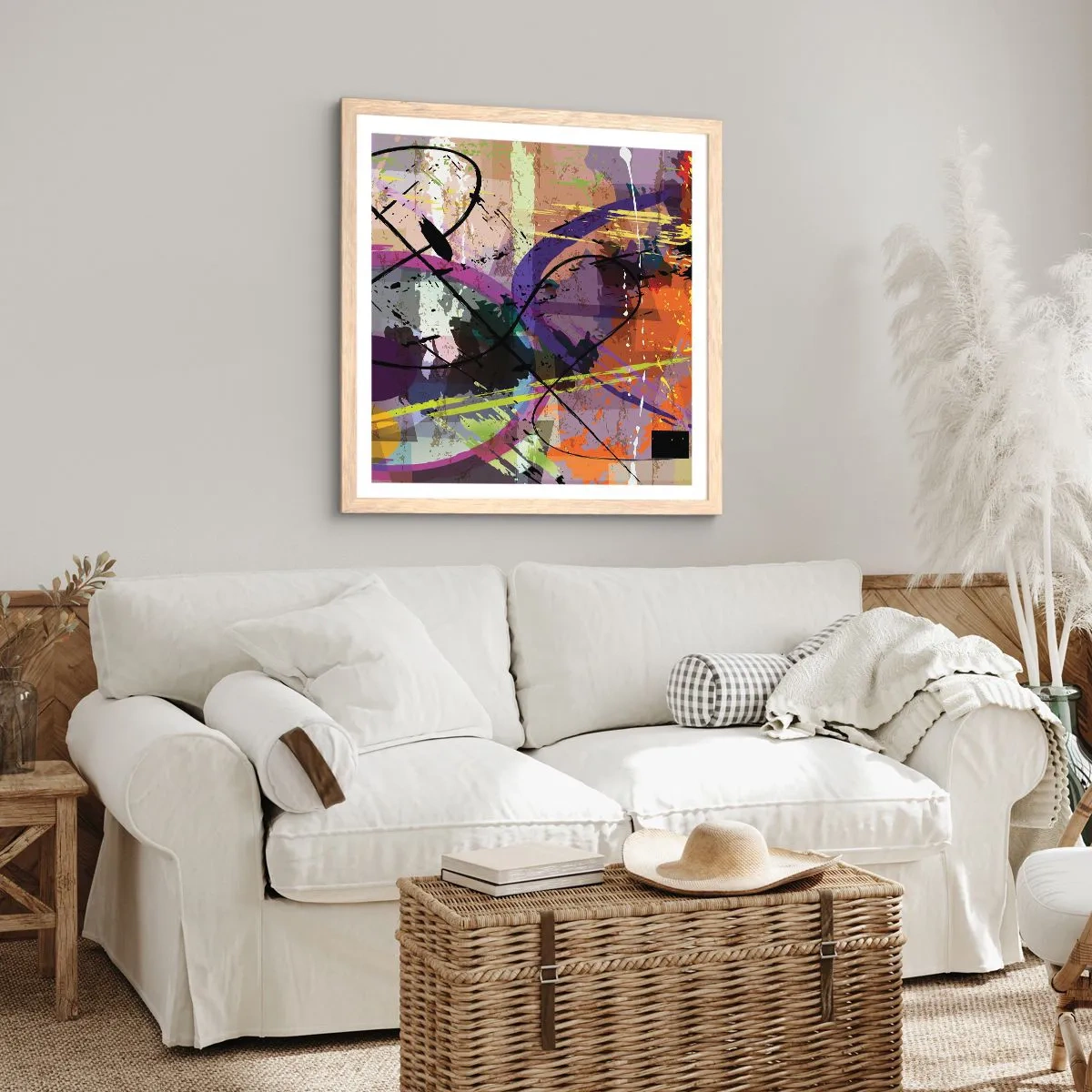 Plagát v ráme zo svetlého duba - Možno priamo alebo okolo - 40x40 cm