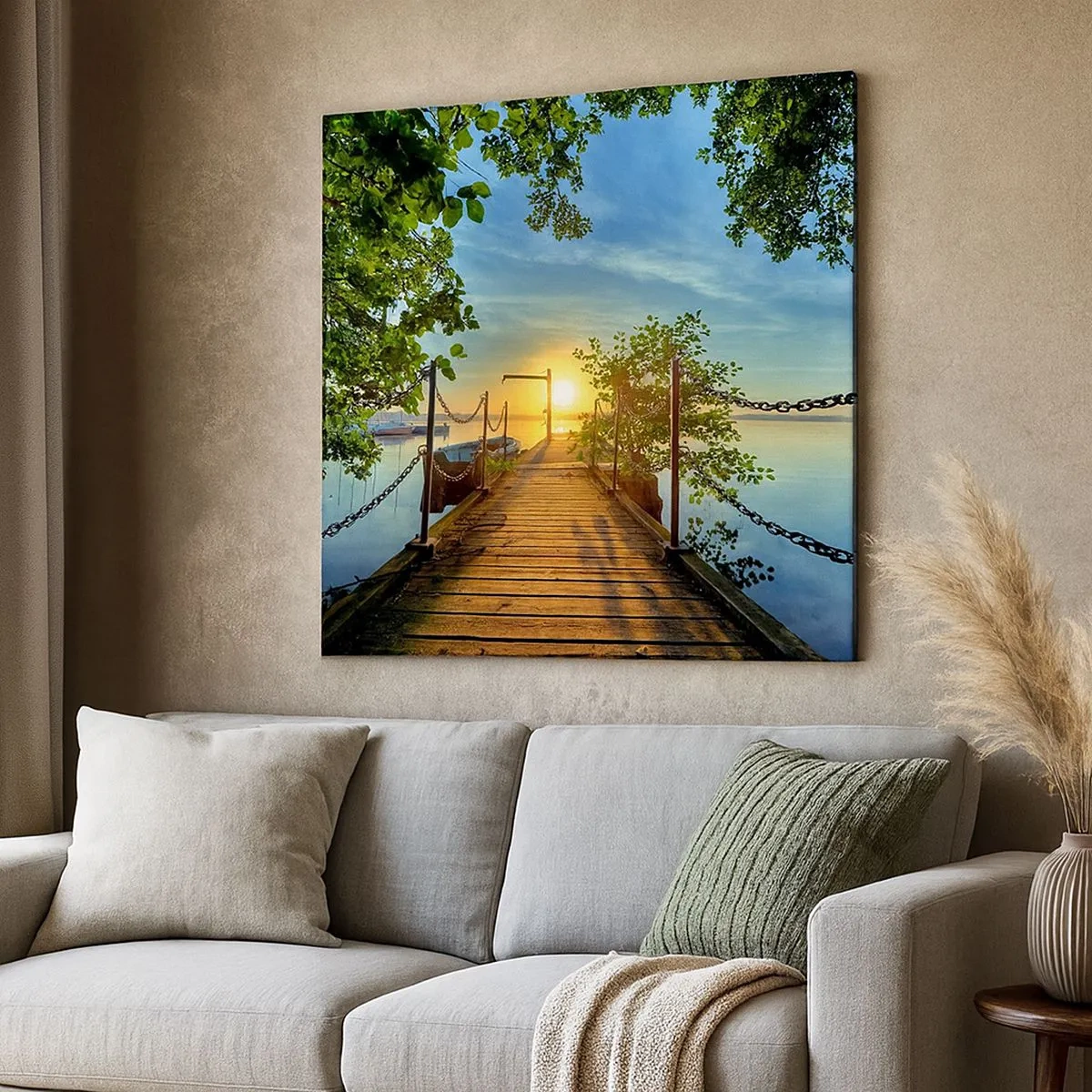 Obraz na plátne - Západ pri vode - 30x30 cm