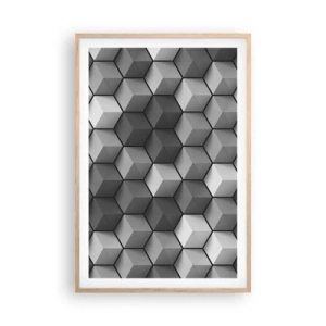 Plagát v ráme zo svetlého duba - Kubistické puzzle - 61x91 cm