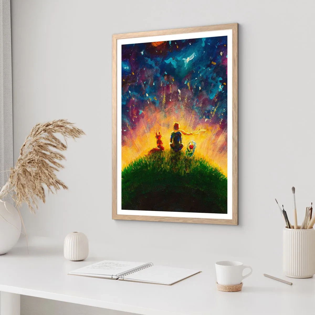 Plagát v ráme zo svetlého duba - Láska a priateľstvo - celý svet - 61x91 cm