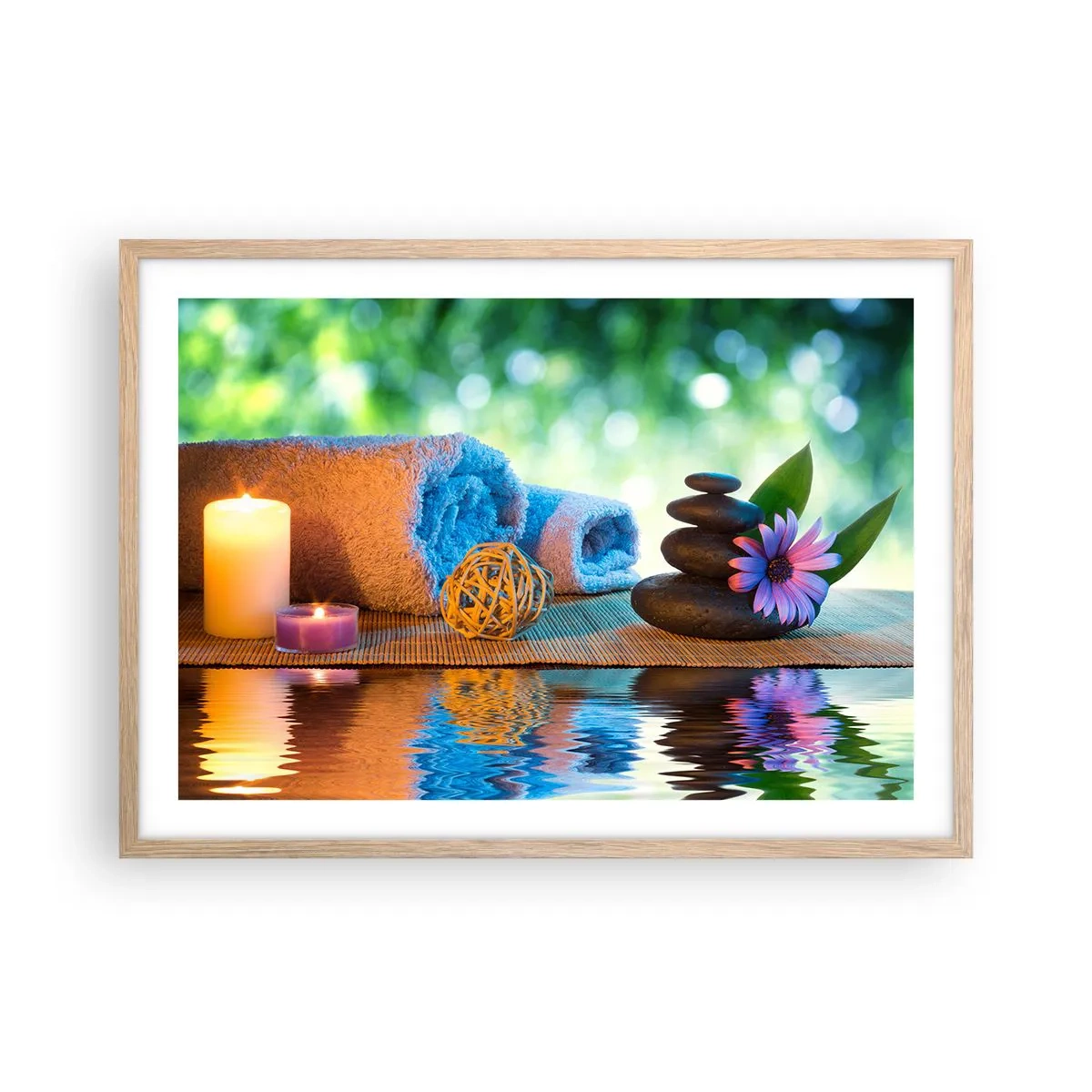 Plagát v ráme zo svetlého duba - Čas pre telo - 70x50 cm